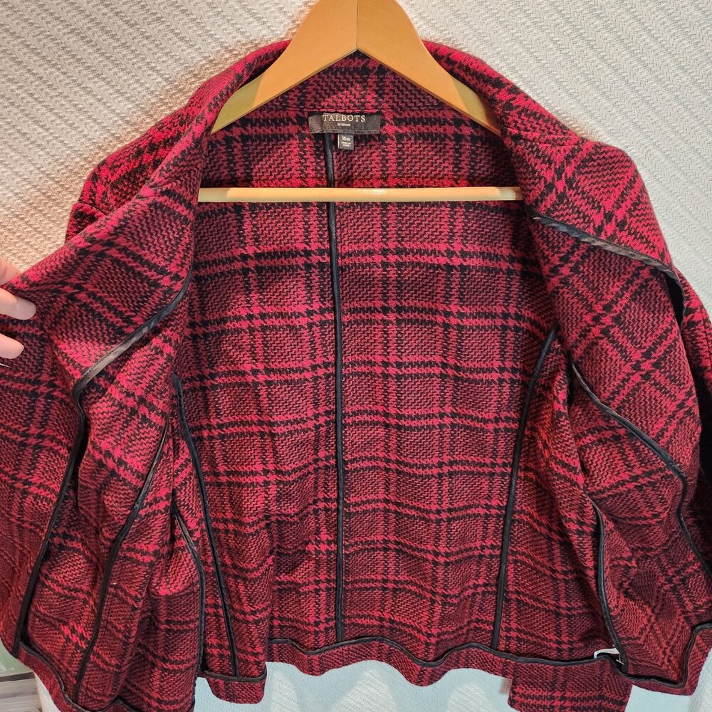 Vtg Talbots Wool Blazer 16w Black Red Plaid Tartan Classic Office View 4